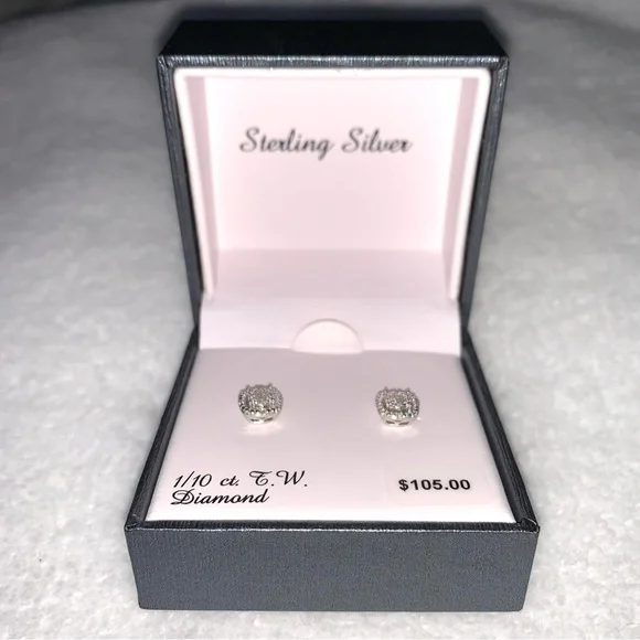 Silver 1/10 CTTW Diamond Earrings - Picture 3 of 5